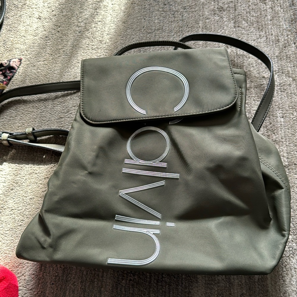 Calvin Klein olive green mini backpack